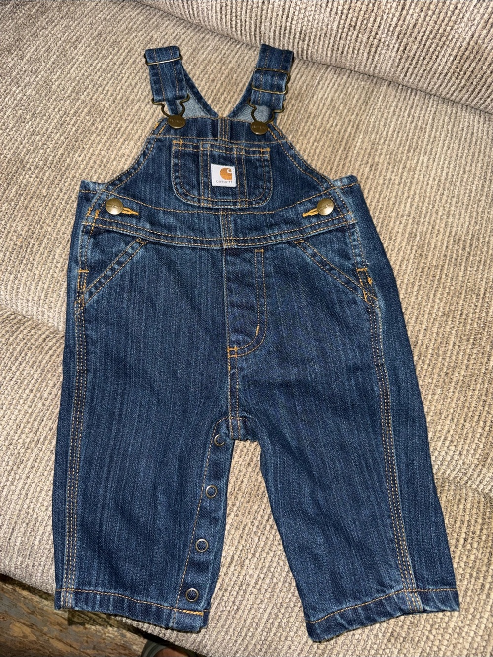 Carhartt Dark Blue Kids Denim Overalls with Front Bib